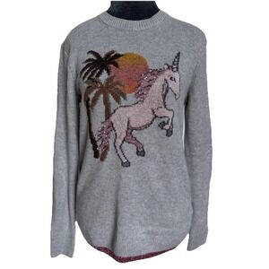 COACH 1941 Uni Intarsia Gray Sweater S Wool/Cashmere Unicorn Quiet Luxury $430